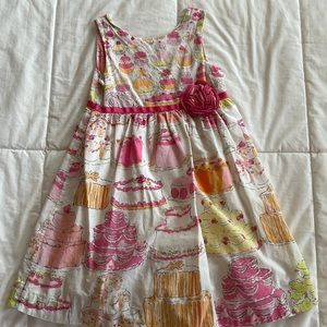 Lilly Pulitzer Cake Birthday Girl Dress Size 5 Pink Orange and Yellow